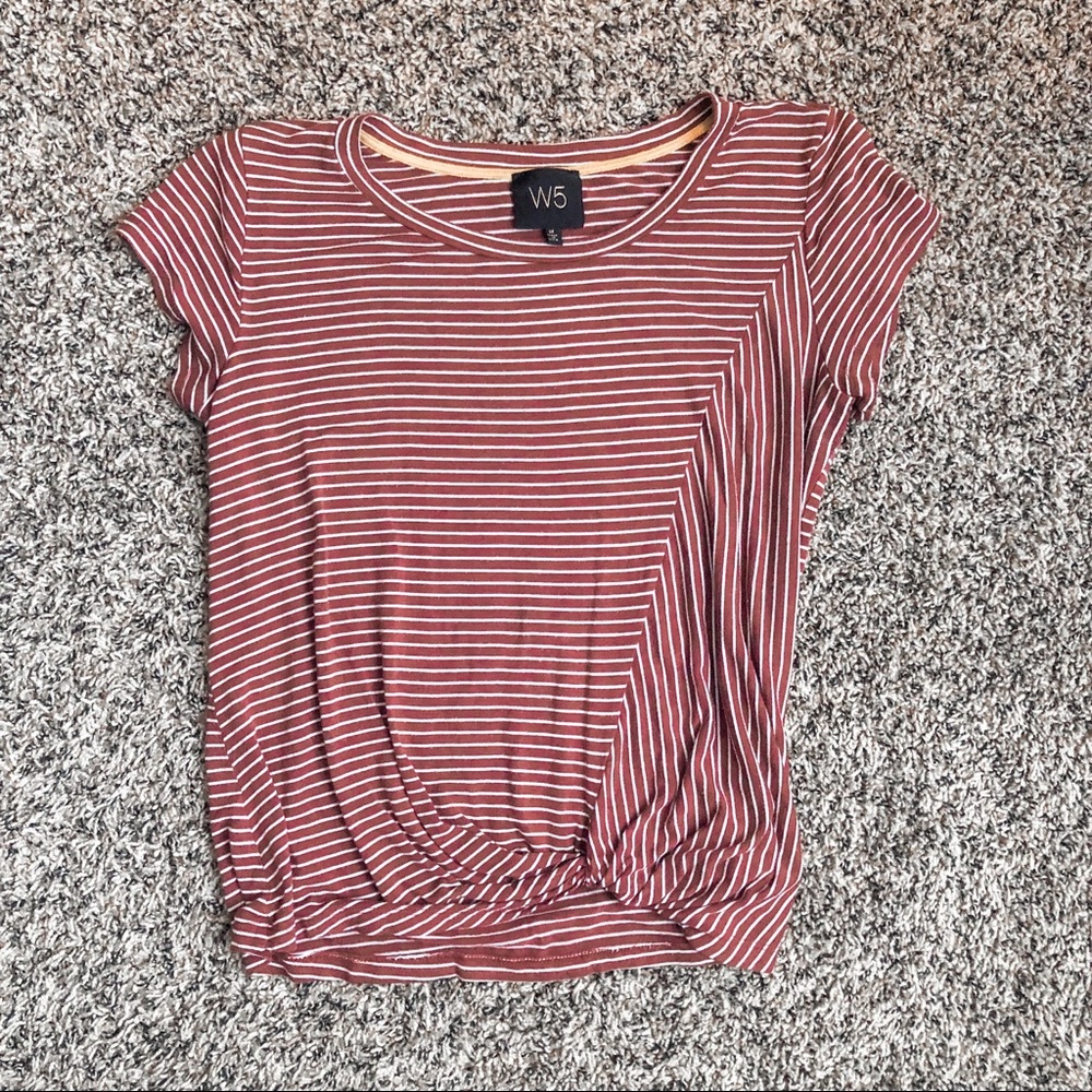 Maroon Knotted Layering Fall Tee | Super Soft